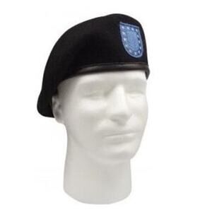 GI US Army Black Wool Beret Genuine Issue Military Beret With Flash